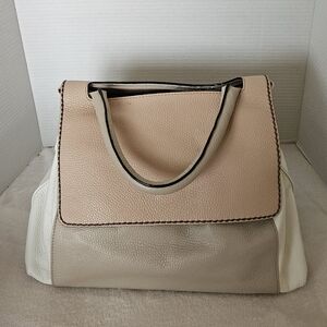 Plinio Visona Elegant Beige and Cream Women's Leather Handbag